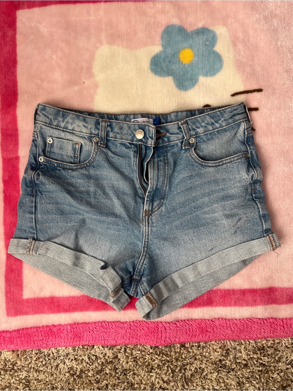 Casual Rolled-Hem Blue Denim Shorts
